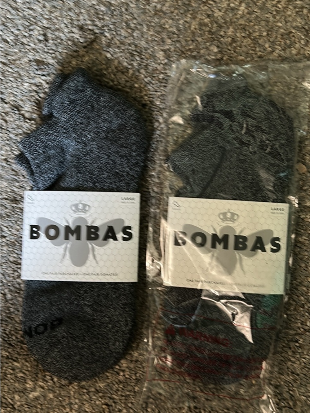 Bombas Gray Ankle Socks. 2 Pair.